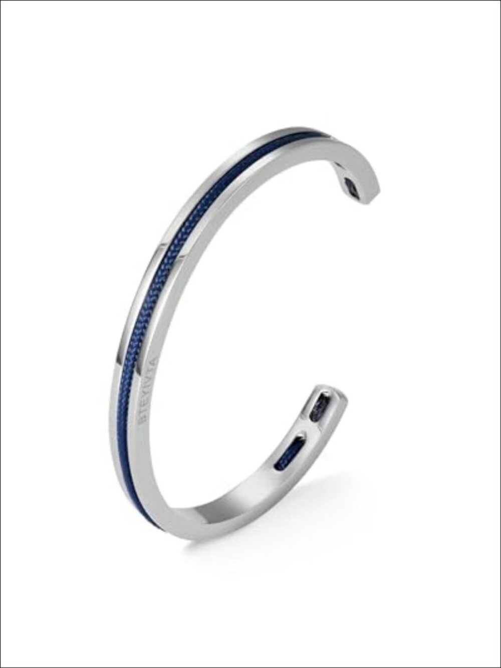 Handmade Stainless Steel Cuff Bracelet with Nautical Rope Inlay Adjustable